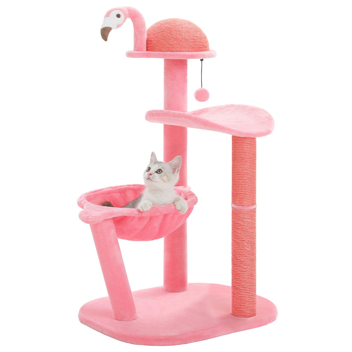 Flamingo Pink Cat Tree with Sisal Scratching Posts & Hammock