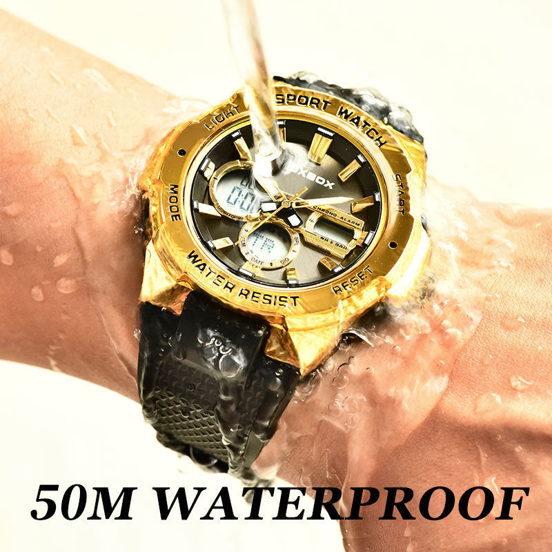 Double Display Multi-function Sports Men's Waterproof Luminous Quartz Watch