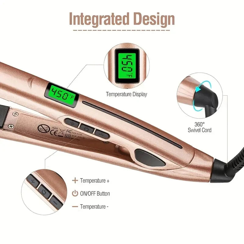 2 in 1 Flat Iron Hair Straightener Curler Fast Heating Ceramic Flat Iron Hair Straightening Iron Professional Hair Iron Styler