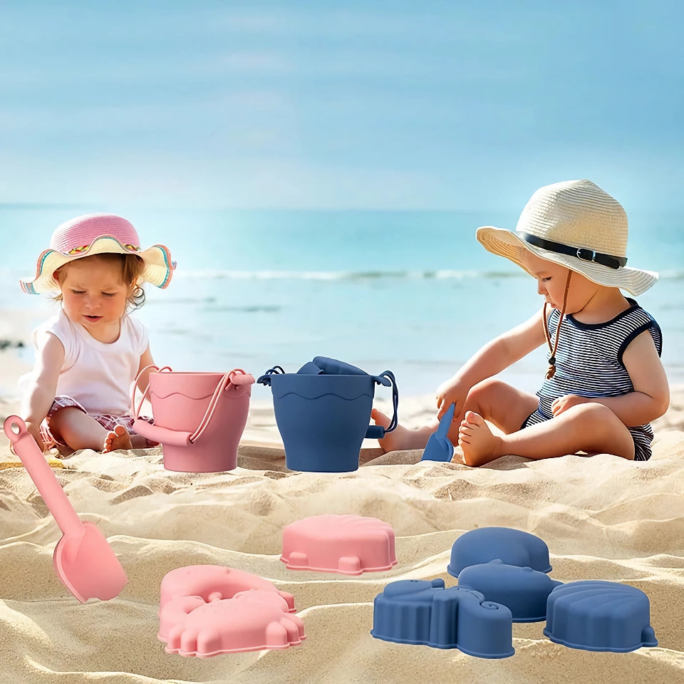 8-Piece Eco-Friendly Silicone Beach Playset for Children