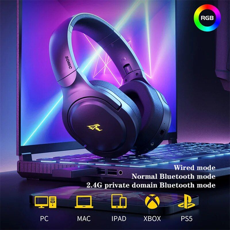 Wireless Bluetooth Gaming Headset with HD Mic & Noise Reduction