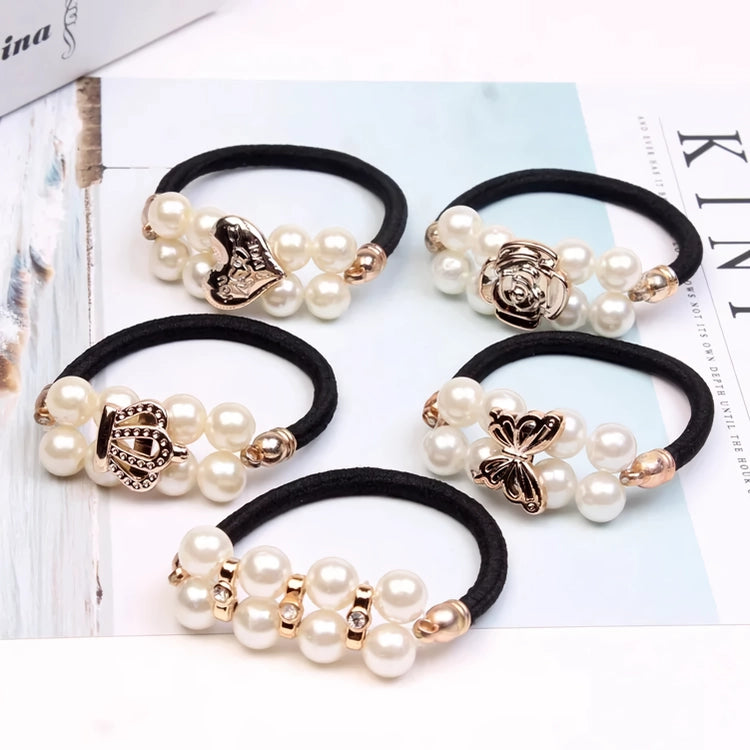 Chic Pearl Floral Elastic Hair Bands