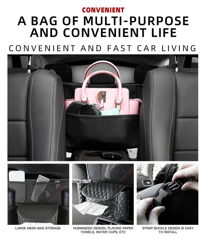 Multifunctional Car Leather Storage Organizer and Cup Holder