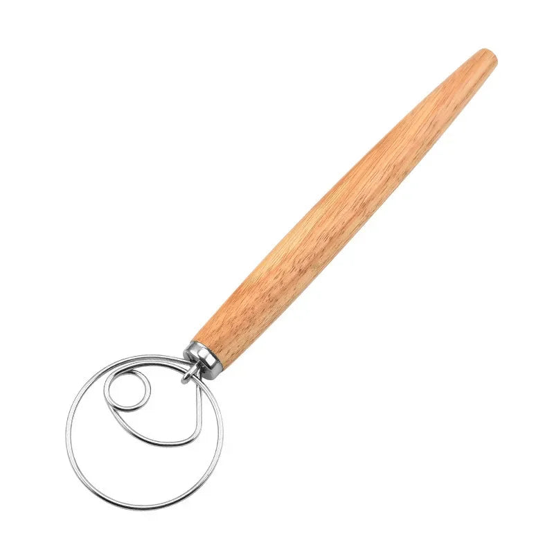 Stainless Steel Danish Dough Whisk with Wooden Handle