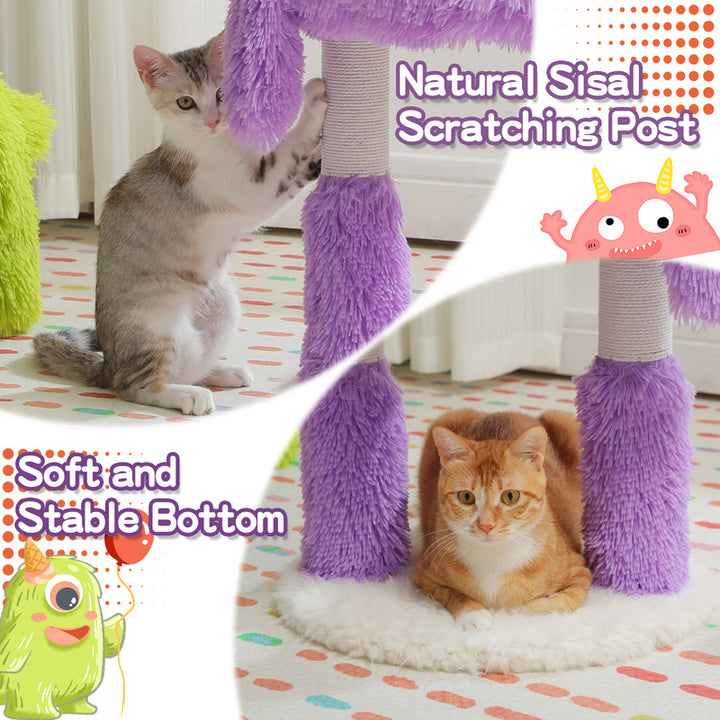 2-in-1 Monster-Themed Cat Tree with Sisal Scratching Posts and Large Condo