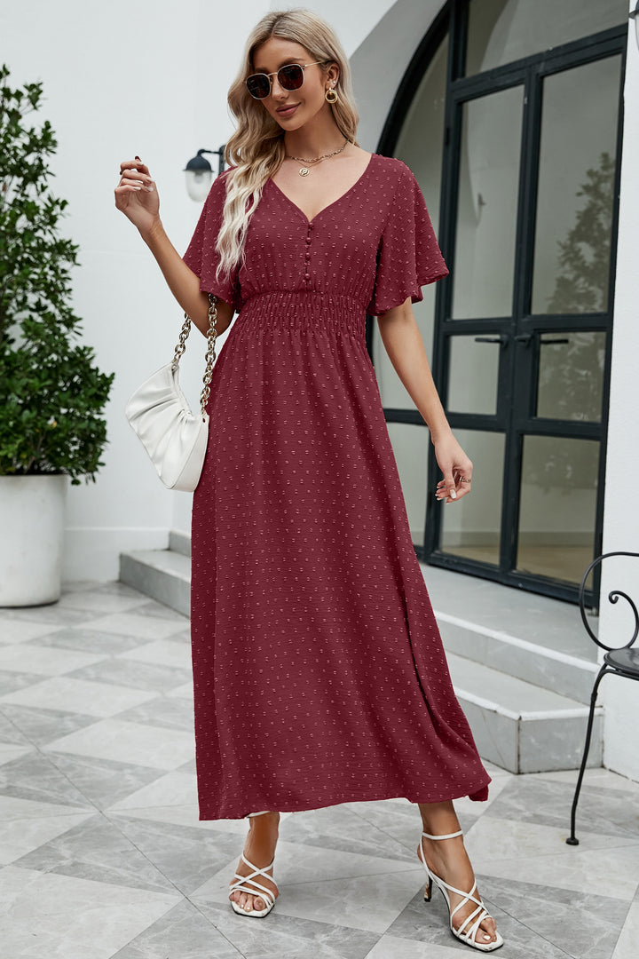 Women's V-neck Short Sleeve Large Swing Dress