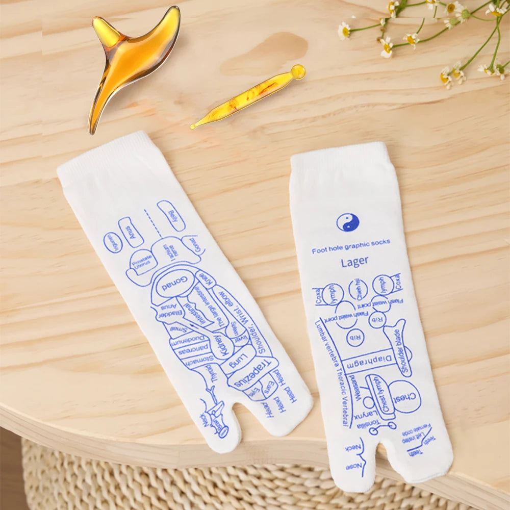 Foot Reflexology Massage Socks with Acupressure Stick