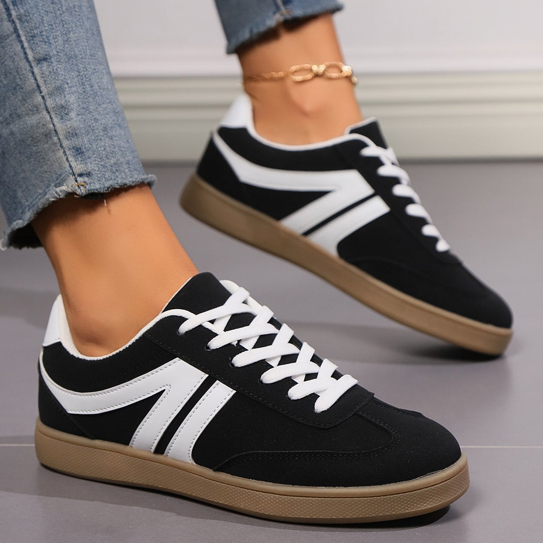 Lace-up Round Toe Flats Shoes Fashion Sports Slip On Casual Shoes For Women