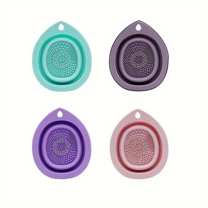 Silicone Makeup Brush Cleaner: Portable Folding Wash Bowl & Scrubber Mat