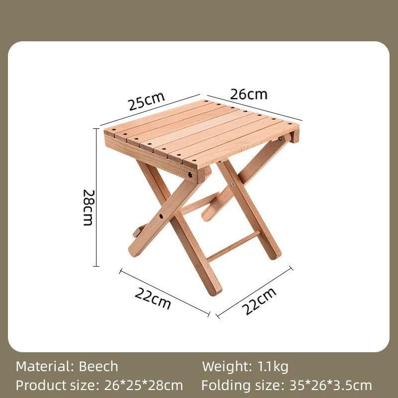 Portable Folding Beech Wood Stool