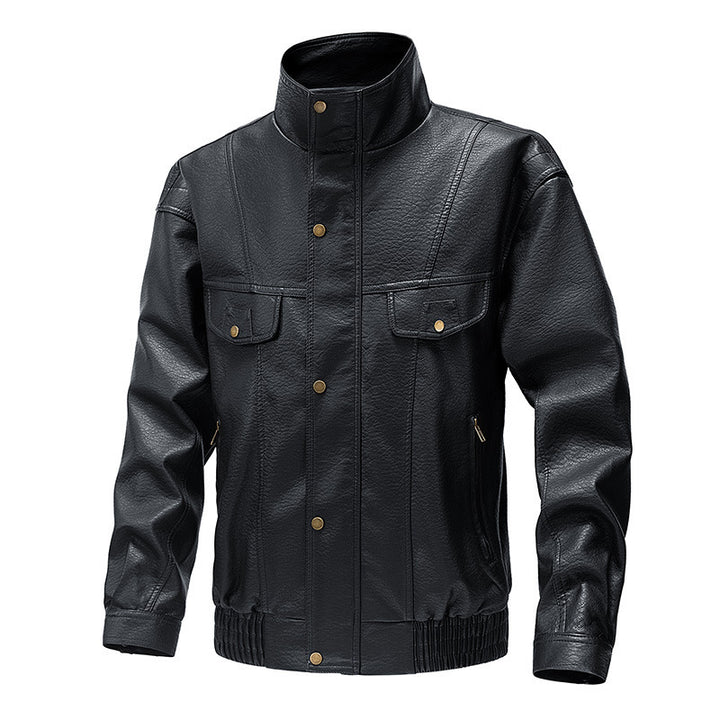 American Retro Fleece-lined Thickened Casual Leather Jacket