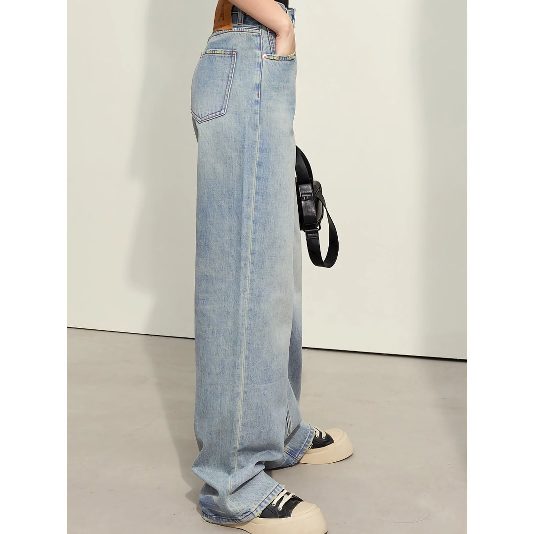 Minimalist Women's Washed Straight Denim Pants