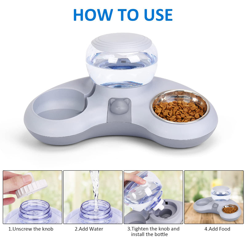 Automatic Water Dispenser & Double Cat Bowl Set