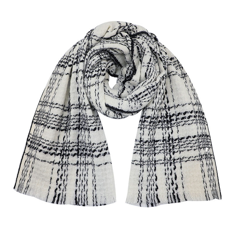 Luxurious Plaid Wool Scarf – Thick, Warm & Soft Pashmina Shawl