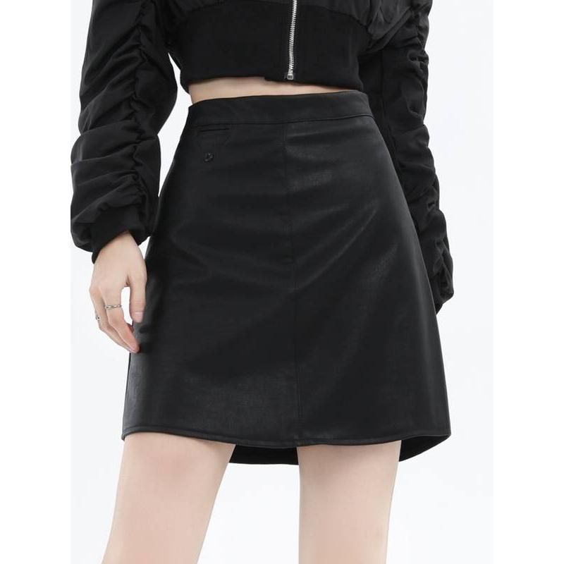 Chic Faux Leather High Waist Mini Skirt for Women – Autumn/Winter Collection