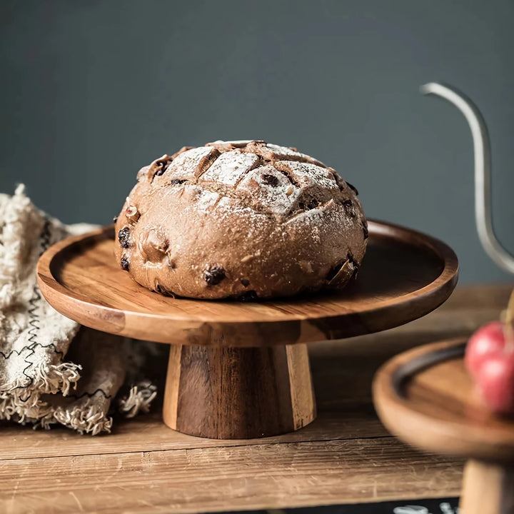 Creative Acacia Wood High-Foot Cake Plate and Dessert Display Stand