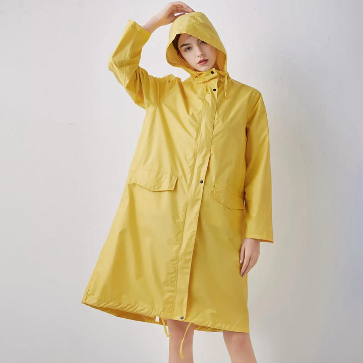 Stylish Long Hooded Waterproof Rain Jacket for All Seasons