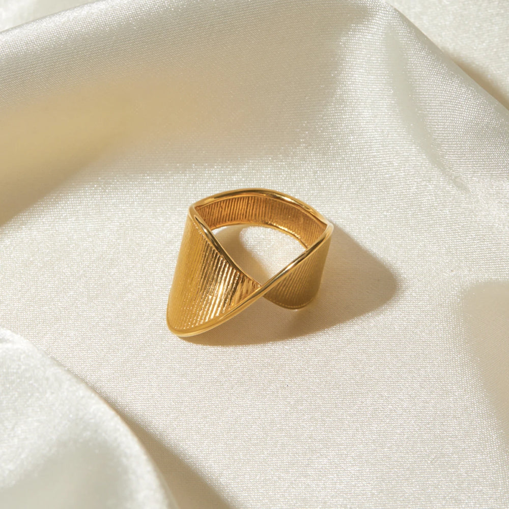 Minimalist 18K Gold Plated Stainless Steel Torsion Ring