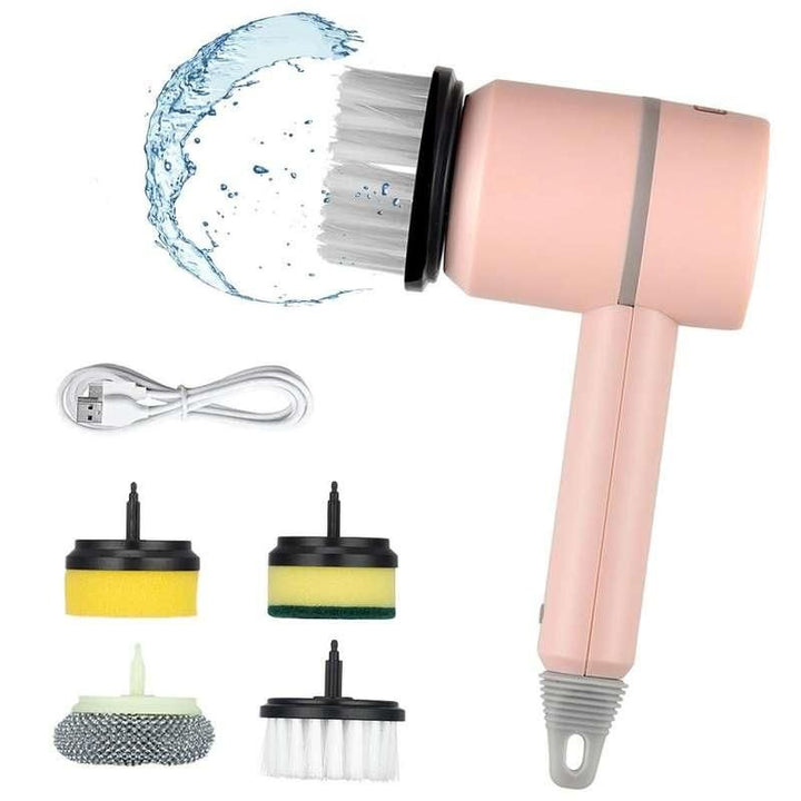 Versatile Electric Spin Scrubber Multi-Function Cleaning Tool with 4 Brush Heads
