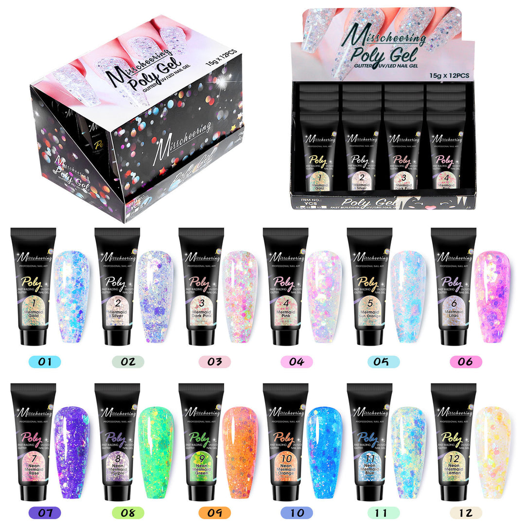 12 Color Extender Sequin Nail Enhancement Set