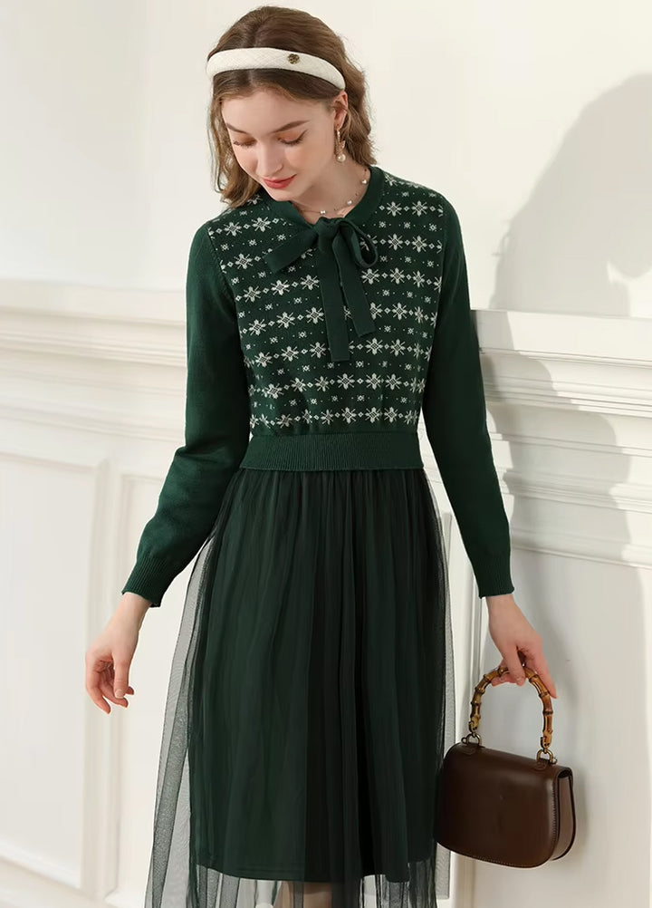 Bow-Knitted Winter Dress