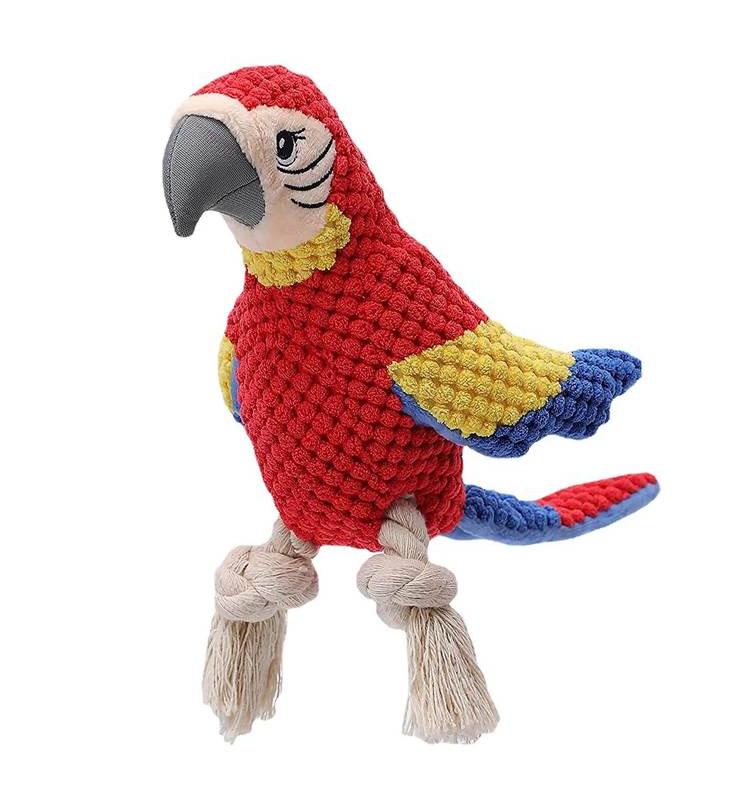 Durable Plush Parrot Dog Toy - Squeaky & Bite-Resistant Fun