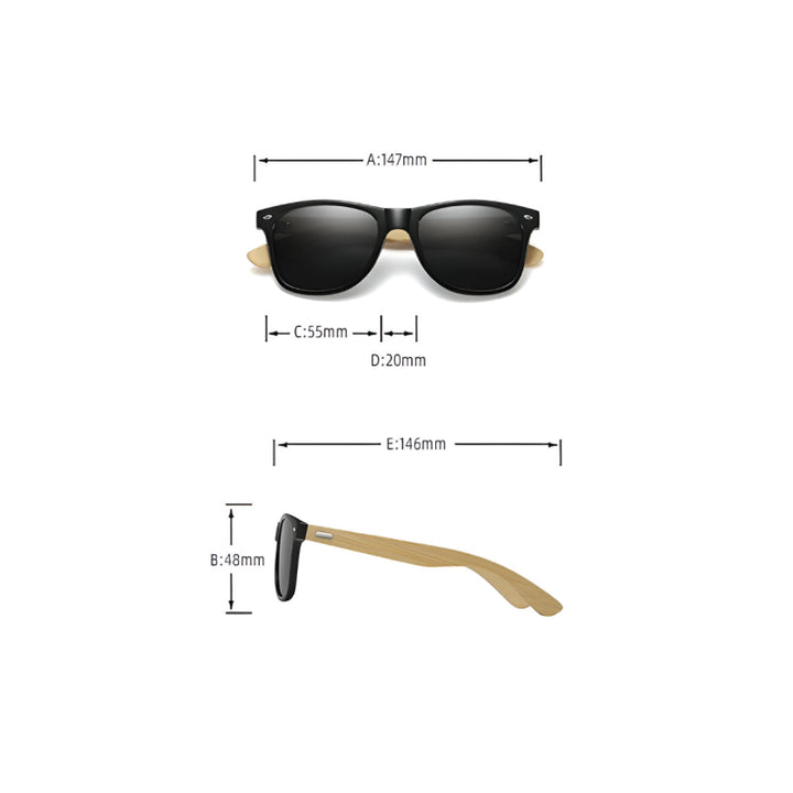 Vintage Bamboo Wood Square Sunglasses