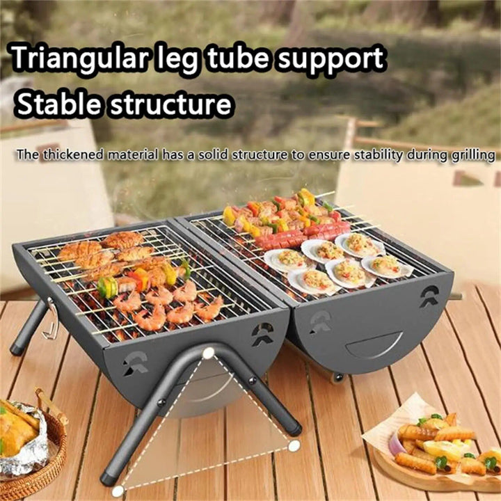 Portable Dual Cooking Area Charcoal Grill – Smoke-Free, Easy Carry BBQ for Outdoor Adventures