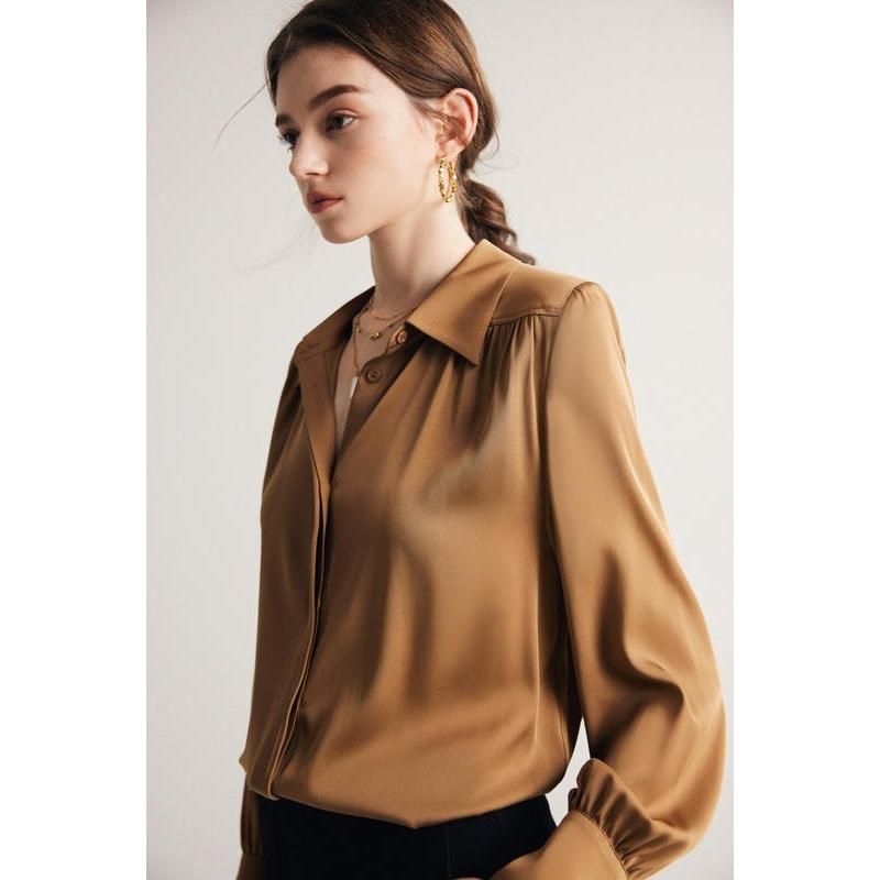 Elegant Long Sleeve Silk Blouse for Women