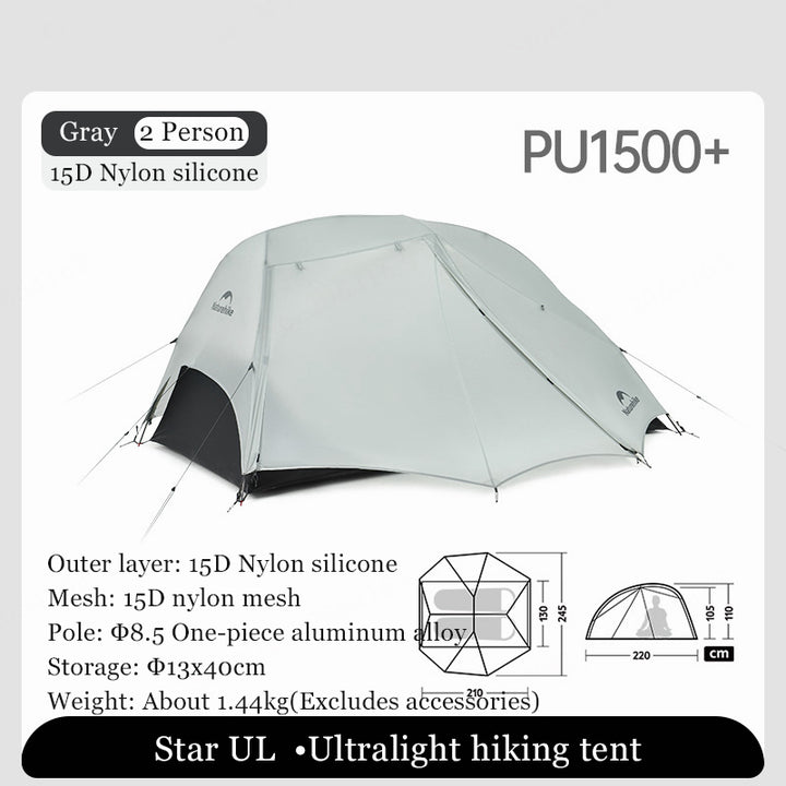 Ultralight 2-Person Silicone Fabric Camping Tent