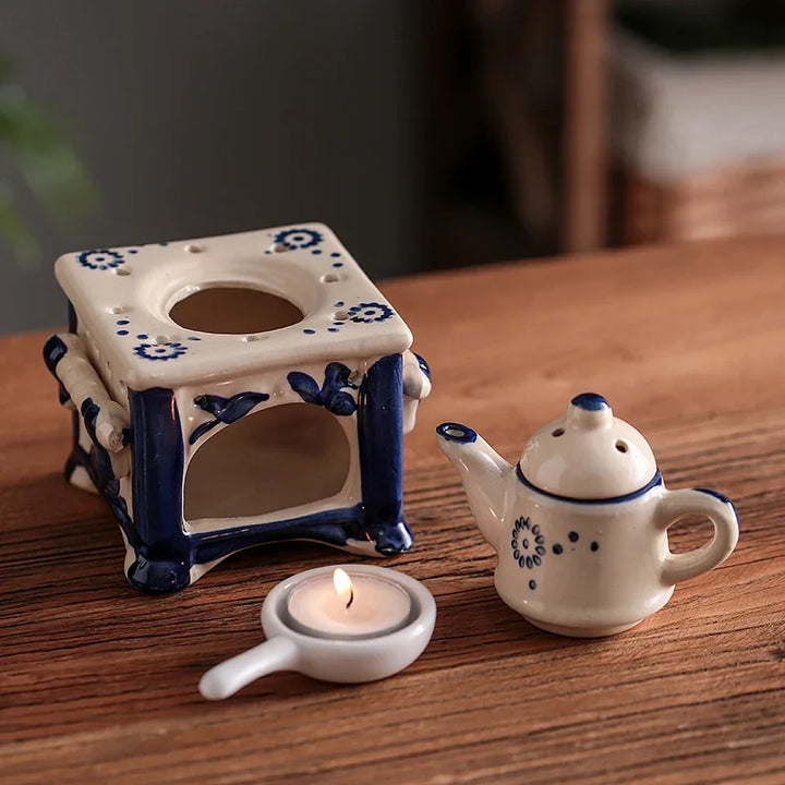 Vintage Ceramic Tea Warmer and Aroma Diffuser