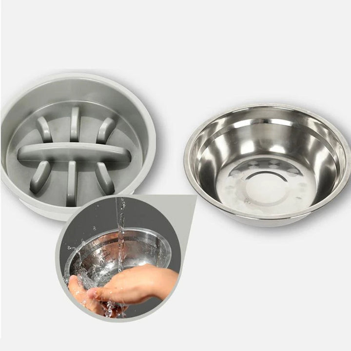 Stainless Steel Elevated Pet Bowls with Slow Food Bowl Accessories