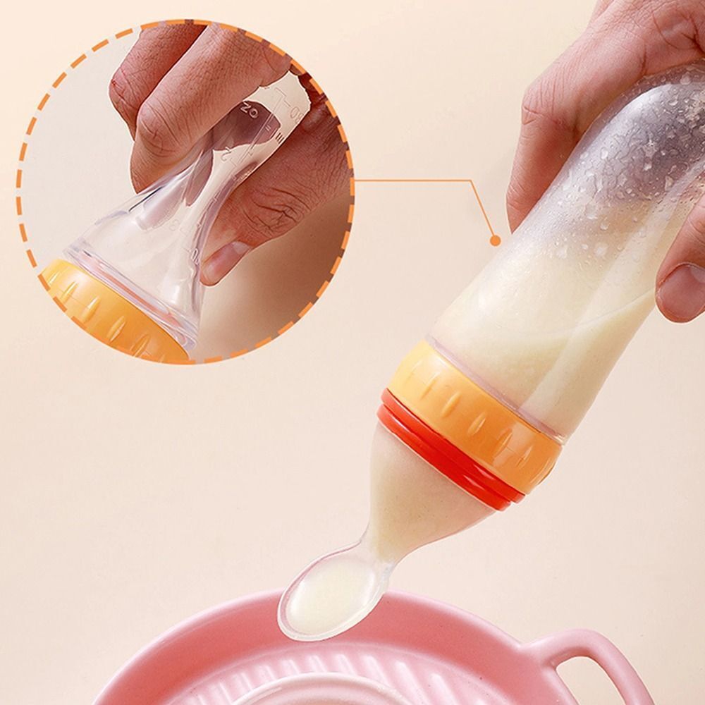 5pcs Silicone Squeezing Feeding Bottle Spoon Feeder for Newborn Baby