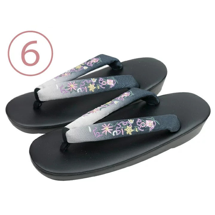 Embroidered Gradient Flip Flops Japanese Slippers