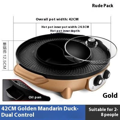 Korean-style Electric Barbecue All-in-one Pot Hot Pot Household Multi-functional Detachable Oven