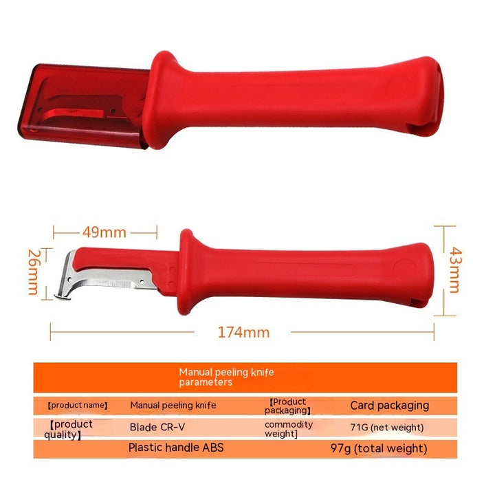 Red Wire Stripper Manual Hide Skinning Knife Insulated Conductor Peeler Electrical Cable Insulation Hide Skinning Knife