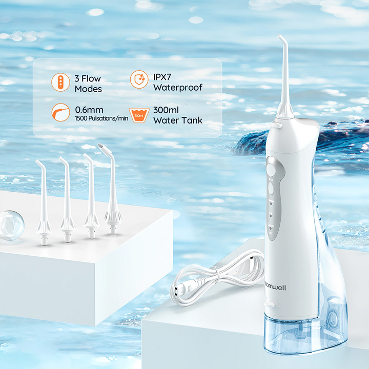 Rechargeable Water Flosser with 4 Nozzles