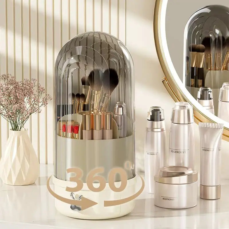 360 Rotating Makeup Brush Holder with Drawer