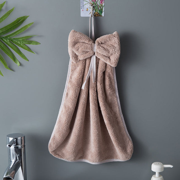 Bowknot Coral Velvet Hand Towels for Kitchen & Bathroom