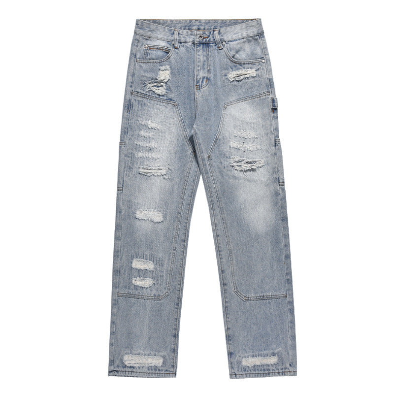 Washed And Frayed Craft Ripped Jeans For Men