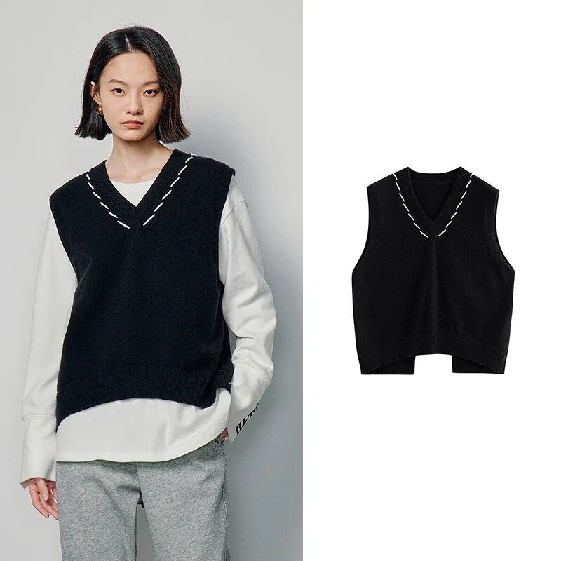 Chic Sleeveless V-Neck Knit Vest