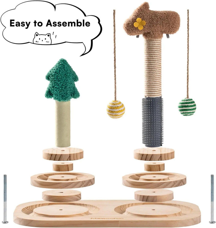 Multi-functional Cat Scratch Post with 3-Tier Track