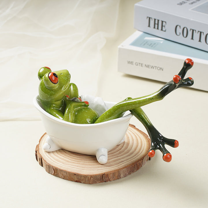 Resin Toilet Frog Bathtub Figurines