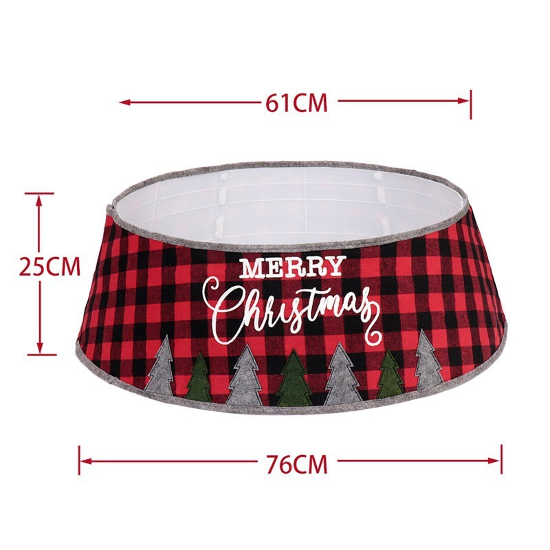 48-inch Black And Red Grid Cloth Embroidered Christmas Tree Skirt