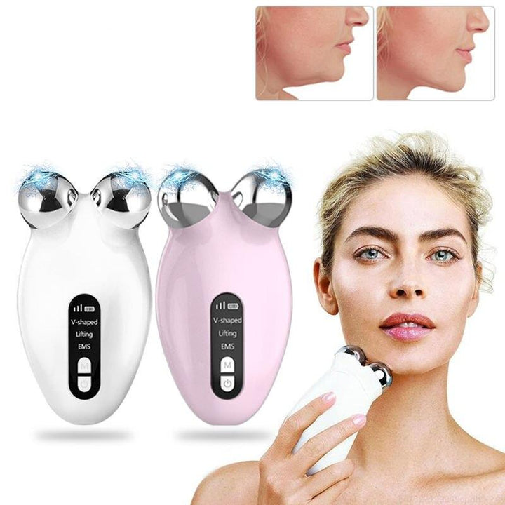 Facial Rejuvenator: Microcurrent EMS Roller & Vibrating Massager