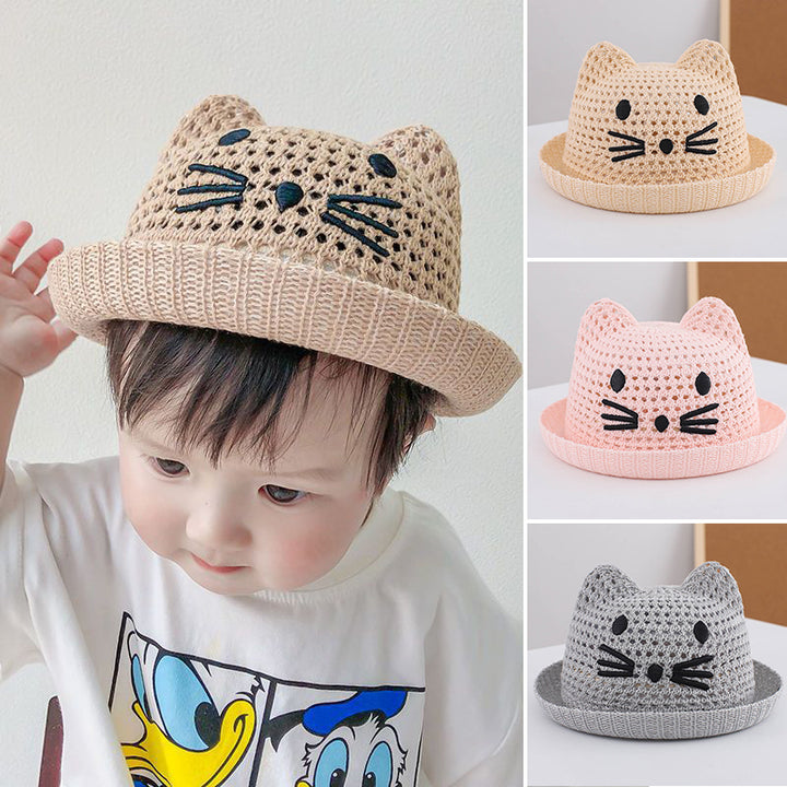 Summer Baby Straw Hat with Cute Cat Ears