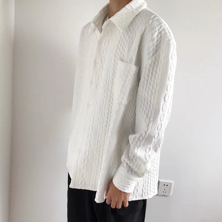 Japanese Hemp Pattern Shirt Men's Long Sleeve Autumn And Winter Leisure Coat