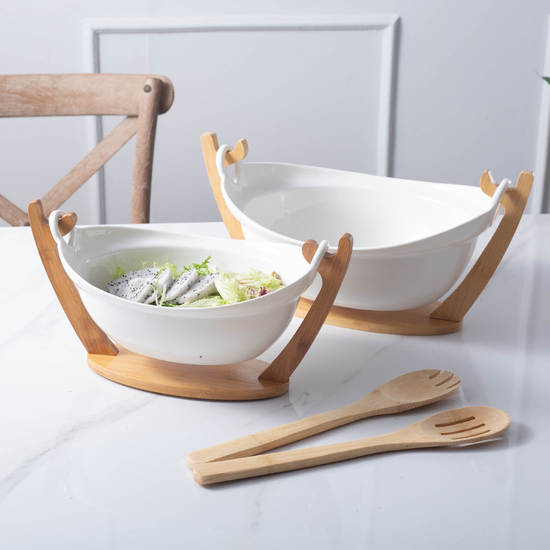 Hand Handle Binaural Fruit Dessert Bowl Hotel Ceramic Tableware