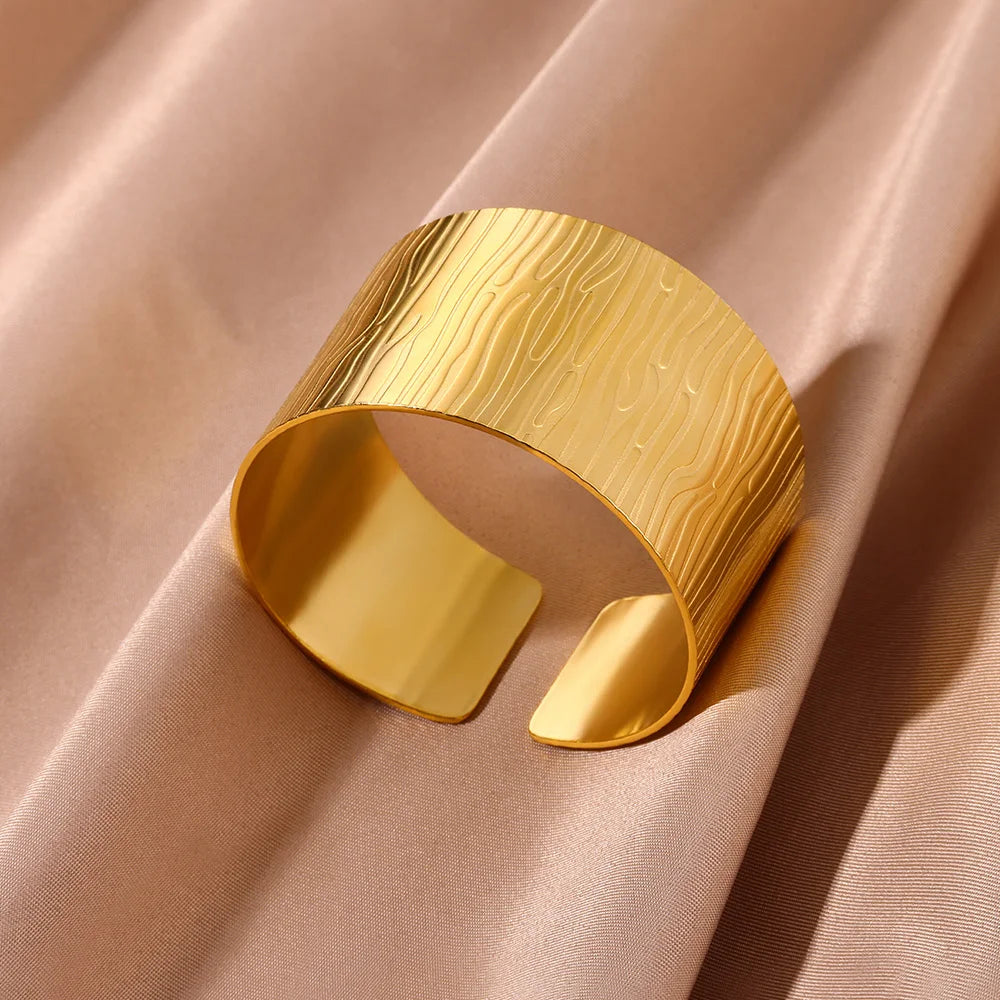 Trendy Gold Stainless Steel Cuff Bracelet