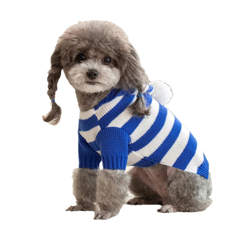 Cozy Knitted Dog Sweater for Small to Medium Dogs - Striped, Winter Warm Pet Clothing